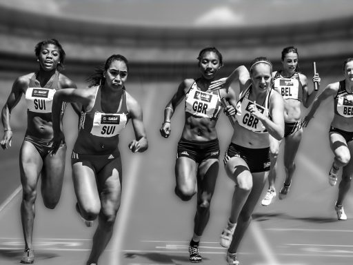 Nederlandse vrouwelijke atletes op een podium tijdens een zomerevenement