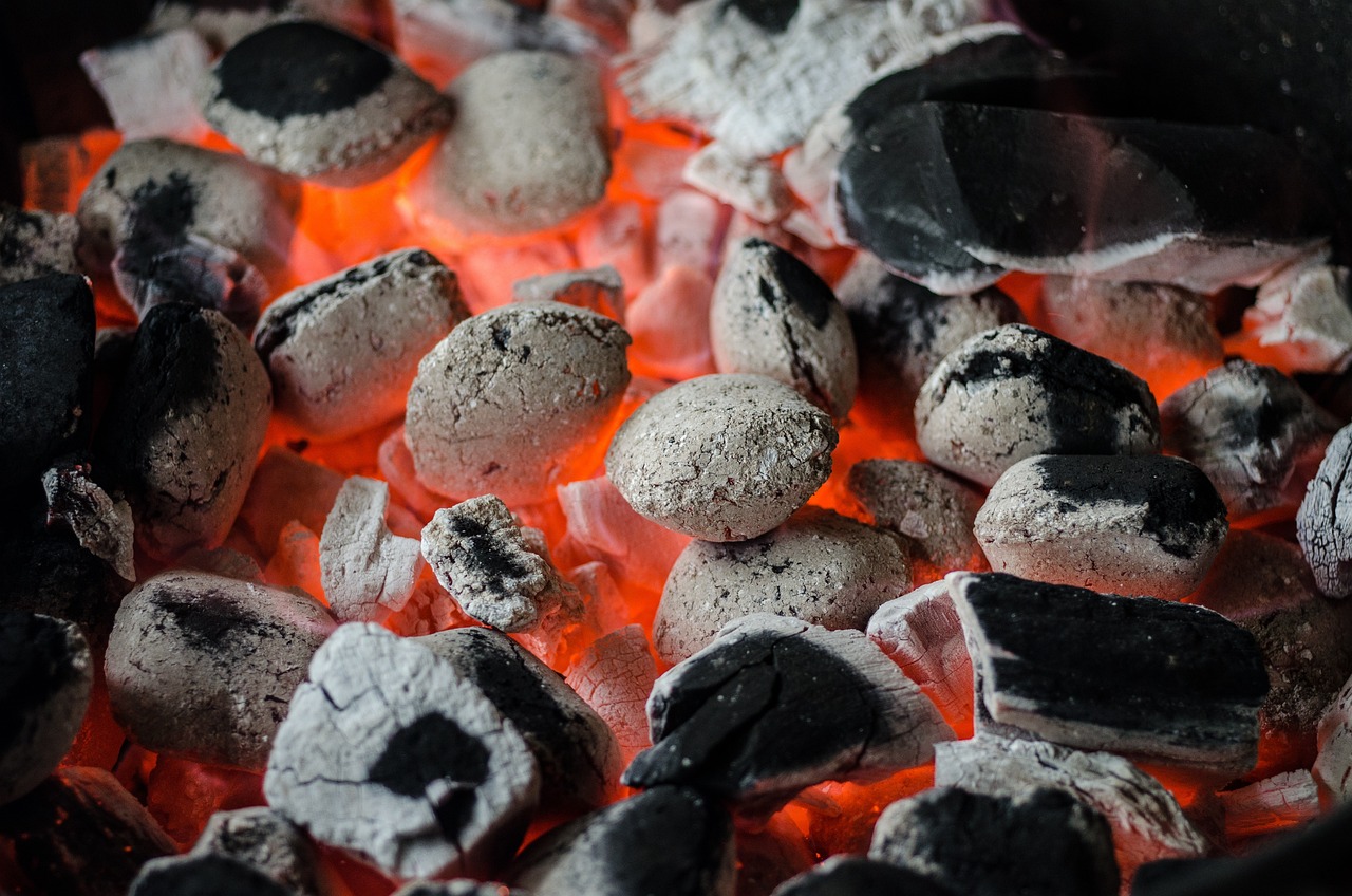 Gasbarbecue afgedekt met een beschermhoes in een tuin in het najaar